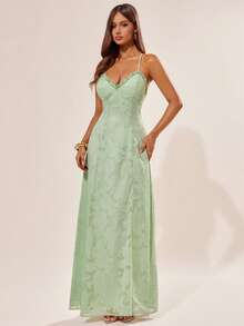 Radiana 浪漫鼠尾草绿雪纺镂空连衣裙，性感露背连衣裙，飘逸长裙，适合约会、度假、海滩、假日、夜生活、派对、俱乐部、鸡尾酒会、婚礼、正式场合。鼠尾草绿连衣裙，淡绿色连衣裙，女士鼠尾草绿连衣裙，露背夏季连衣裙，女士露背连衣裙，女士夏季连衣裙，拍摄连衣裙，女士露背连衣裙，新款连衣裙。 - 綠色 - 查看 4