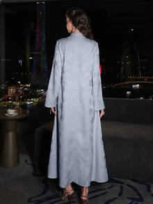 Layrah Đầm tay xòe thanh lịch họa tiết hoa jacquard mùa xuân và hè. - Màu xanh lam - Xem 3