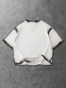 ROMWE MEN Goth 男士手绘标语骷髅图案宽松落肩T恤 - 白色 - 查看 3