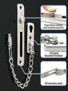 Khóa xích cửa chịu lực cao với lò xo an toàn - Khóa an ninh chống trộm, màu đen mờ, dùng cho cửa trong/ngoài, cửa chính, căn hộ, khách sạn, văn phòng - Tăng cường an ninh và riêng tư, khóa cửa cho nhà ở, an ninh khách sạn, lớp hoàn thiện kim loại bóng bẩy, cấu trúc kim loại bền chắc. - Nhiều màu - Xem 10