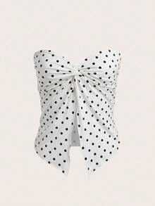 Opulessa Top bandeau de punto a rayas para mujer, adecuado para vacaciones de primavera/verano - Multicolor - Ver 6