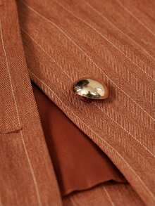 Aveloria Rosie Elegant French Retro Romantic Luxury High-End Design Herringbone Round Neck 3/4 Petal Sleeve Cinched Waist Slim Metal Button Women's Blazer - Orange - View 7