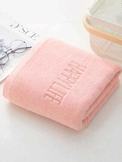 1条简约纯棉浴巾，吸水性强，速干，纯色格子图案，旅行健身必备，沙滩巾，适用于浴室、卧室、酒店等场所。