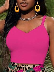 Slaydiva Spring/Summer New Tank Top And Classic High Waist Wide Leg Palazzo Casual Pants With Tie Belt 2piece Set/Vacation/Travel/Music Festival/Western Style/Nomadic Style/Cruise Travel/Beach/Sunbathing/Fashion Influencer Style/Tropical Graphic Print - Multicolor - View 4