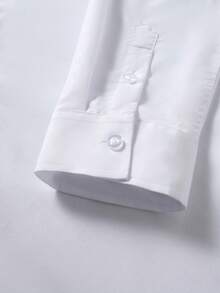 Manfinity Mode 男士格子长袖单排扣休闲/商务衬衫 - 白色 - 查看 5