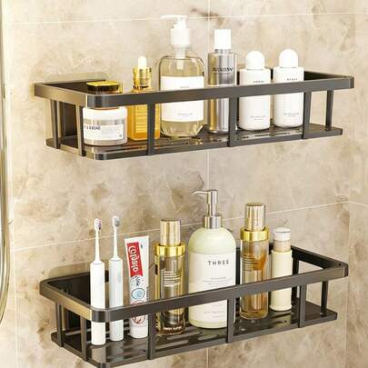 Kệ đựng đồ tắm góc, kệ nhựa đựng đồ nhà tắm, kệ trong nhà tắm, giá đựng dầu gội treo tường, hộp đựng đồ nhà bếp và phòng tắm, giỏ đựng đồ tắm - Giá treo tường đựng dầu gội, sữa tắm và mỹ phẩm nhà tắm - Dễ lắp đặt, thiết kế chống trượt, phụ kiện phòng tắm