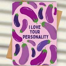 Zazumi 1 Piece Of Fun And Funny Eggplant Valentine's Day Card, Perfect For Husbands Or Boyfriends, Funny Anniversary Commemorative Love Note, Cartoon Design, Perfect For Valentine's Day, Birthdays And Thank-You Letters, Small Business Greeting Cards, Unique Gifts, The Best Ideal Choice For Gift Giving - Valentine's Day Card - View 5