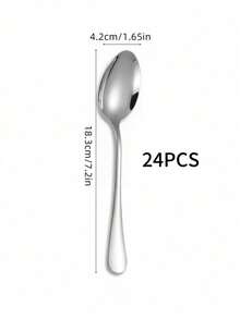 6pcs/12pcs/24pcs Stainless Steel Spoon For Home Kitchen And Restaurant,Kitchen,Christmas Gift,School Supplies - Silver - View 9