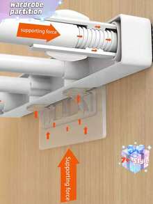1 Estantería para armario, Estantería de almacenamiento de varios niveles, Gabinete de dormitorio extensible sin clavos, Estantería de almacenamiento para baño y cocina, Gabinete de almacenamiento, Estantería de almacenamiento de varios niveles - Multicolor - Ver 6