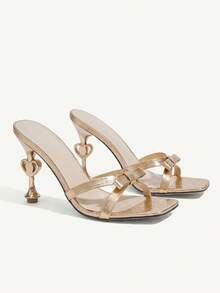 CUCCOO CHICEST 金色时尚休闲露趾女式高跟凉鞋 - 香檳色 - 查看 1