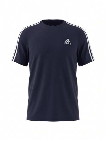 Adidas Essentials Men's 3-Stripes Single Jersey Navy Blue
