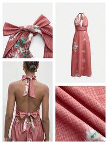 Maija Đầm mùa hè gợi cảm dành cho nữ, kiểu dáng xoắn ốc, in họa tiết tie-dye, hở lưng, thắt nút và nhún eo. - Nhiều màu - Xem 8