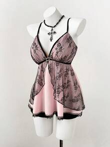 Sunspun 2025夏季欧美风蕾丝拼接V领吊带背心，修身性感女款 - 黑與白 - 查看 6