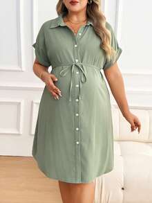 Plussiva 夏季孕妇装大码休闲浅绿色衬衫裙，大码孕妇休闲纯色前扣连衣裙，夏季绿色孕妇连衣裙，夏季孕妇连衣裙，哺乳连衣裙，孕妇办公装，夏季孕妇套装，女士孕妇装，孕妇连衣裙，孕妇装，孕妇装，孕妇连衣裙，孕妇装，夏季裹身连衣裙，女士连衣裙，Zanzea女士连衣裙，女士夏季连衣裙，女士休闲连衣裙，孕妇装，夏季孕妇派对连衣裙，孕妇连衣裙 - 綠色 - 查看 9