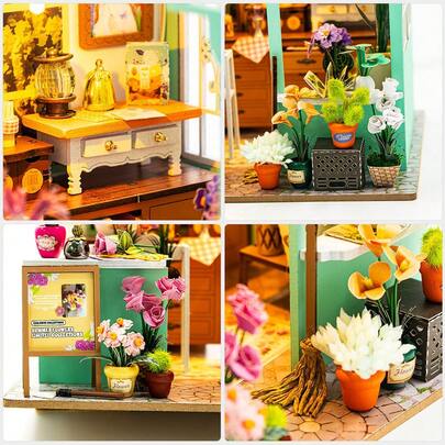 Casa de Brinquedo Miniatura de Floricultura DIY, Novo Presente Interativo NFC, Floricultura DIY, Modelo de Construção em Miniatura, Brinquedo Artesanal para Pais e Filhos, Brinquedo Interativo para Pais e Filhos, Brinquedo Educativo