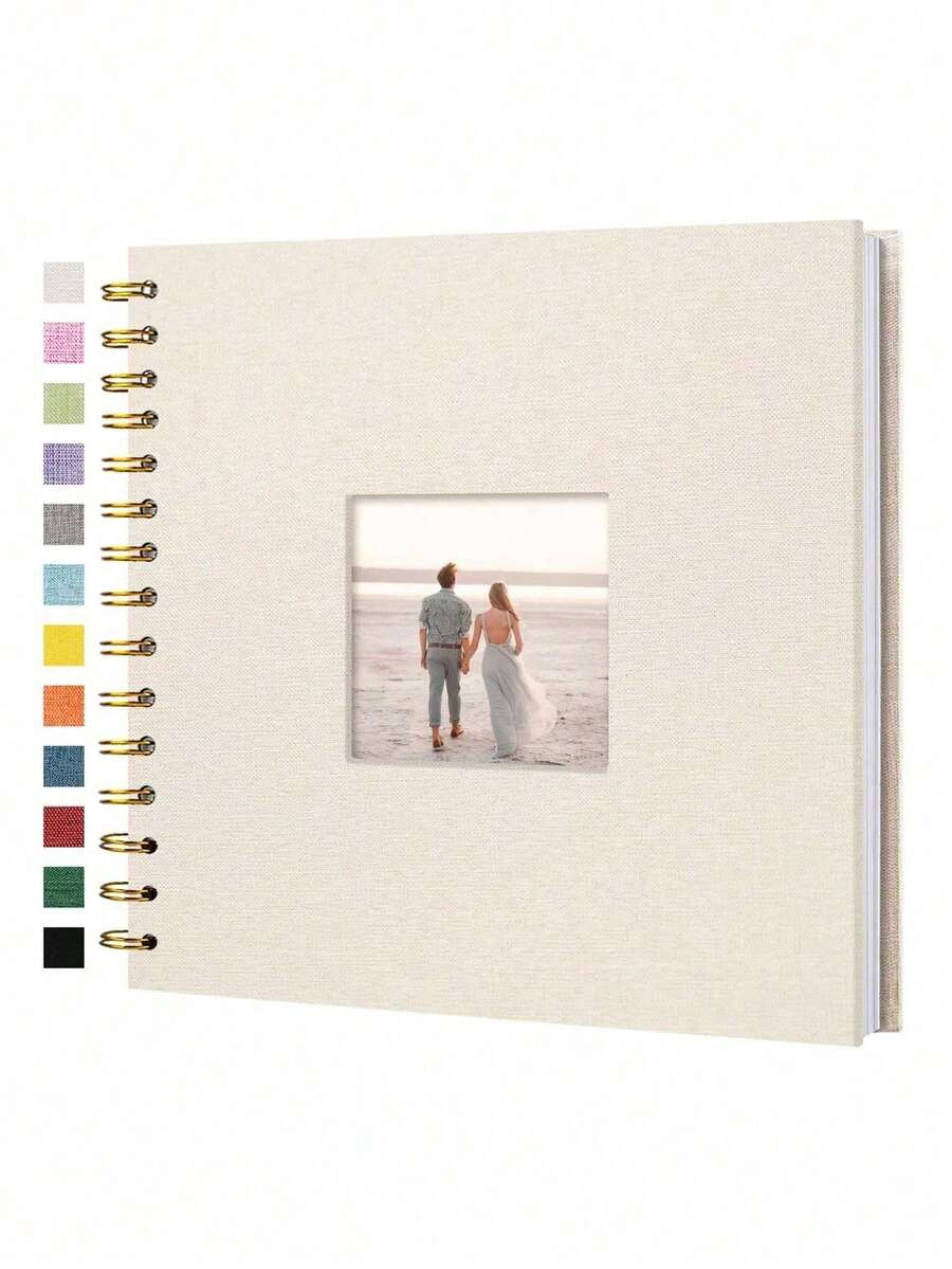 Scrapbook Photo Album, Linen Cover Commemorative Album, Hard Cover Kraft Paper White Pages Album, Suitable For Travel, Wedding Guest Book, Birthday Party Commemorative Album, Party Christening, Wedding Anniversary, Room Decor (20 Sheets/40 Pages) - Multicolor - View 1