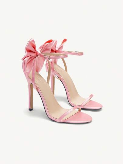 CUCCOO CHICEST Sandalias de tacón alto con decoración de lazo rosa para uso en verano, graduación, bailes de promoción, vacaciones, rebajas de verano, elegantes, Navidad, Año Nuevo y temporada de otoño