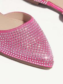 CUCCOO CHICEST Women's Crystal Embellished Pointed Toe Gorgeous Flat Shoes - Hot Pink - View 5