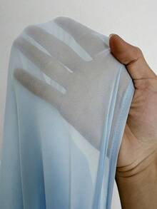 Roveilla 大码不对称雪纺优雅度假连衣裙，蓝色，春夏款 - 藍色 - 查看 8