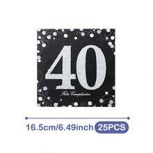 Bộ đồ dùng tiệc sinh nhật lần thứ 40 nền đen lấp lánh, gồm đĩa, khăn ăn và cốc, phục vụ 20 khách. Bộ đồ dùng tiệc dùng một lần này (bao gồm đĩa, khăn ăn và cốc) rất phù hợp cho các bữa tiệc sinh nhật, đám cưới và dã ngoại gia đình. - Xem 10