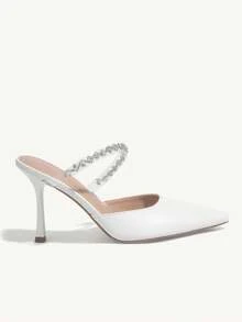 CUCCOO CHICEST Ladies' Single High Heeled Shoes With Plain And-Set Rhinestone Spring Shoes Spring Break Easter Prom Heels For Christmas Elegant Shoes Wedding Shoes Spring Shoes Bride Shoes - White - View 3