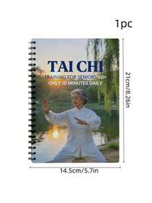 1pc Tai Chi Themed Planner, Spiral-Bound Notebook, Perfect Gift For Tai Chi Enthusiasts Suitable For Study Office Work And Back-To-School Season - multicolor - View 7