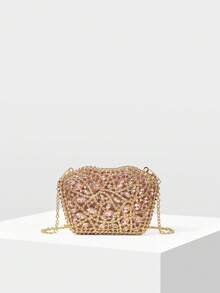 MOTF WOMEN'S ELEGANT FASHION EVENING BAG, SUITABLE FOR PARTIES AND WEDDINGS - Champagne - View 3