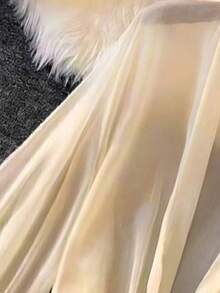 Resyla 轻盈度假风沙滩休闲灯笼袖系带雪纺披肩开衫，夏季必备 - 卡其色 - 查看 3