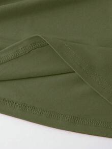 EMERY ROSE 女士标语 MILANO ITALY 字母印花T恤 短袖休闲上衣 MILANO ITALY 图案T恤 女士上衣 - 軍綠色 - 查看 4