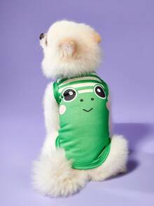 PETSIN 1pc Pet Dog/Cat Frog Cartoon Print Breathable Mesh Vest, Fits Both Cats & Dogs - Green - View 8