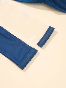 Sujetador bandeau inalámbrico de unicolor, de moda y cómodo para mujer - Azul - Ver 7