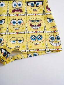 SpongeBob SquarePants | SHEIN Women Cartoon Print Camisole And Shorts Underwear Set - Yellow - View 7
