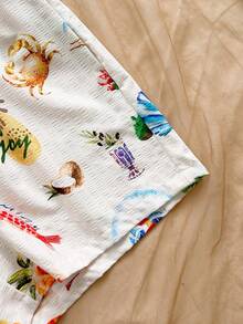 Soleia Women's Pineapple Print Long Sleeve Shirt And Shorts 2 Pieces Set - Multicolor - View 4