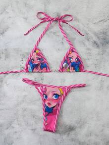 Swim Vcay Bộ bikini hai mảnh gợi cảm họa tiết chân dung dành cho nữ, thích hợp cho kỳ nghỉ hè. - Nhiều màu - Xem 5