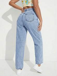 Jeanoix Women's High Waist Pockets Casual Versatile Jeans - Light Wash - View 4
