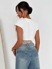 Firerie 夏季女士优雅浪漫约会连体衣，白色蕾丝拼接修身连体衣，休闲度假、海滩、音乐节、派对、聚会服装 - 白色 - 查看 2