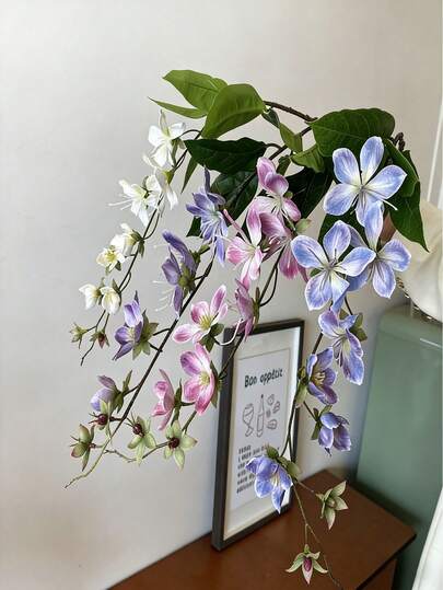 2pcs 3D Printed Simulated Weeping Jasmine Silk Flower Begonia Single Stem Light Luxury Artificial Flower Home Indoor Landscaping Decoration Flower