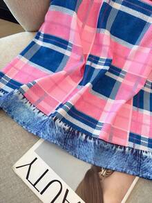 SHEIN LUNE Multicolor Plaid Print Women Tank Top Regular Length Round Neck Casual Style - Multicolor - View 6