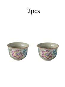 1pc/2pcs/4pcs/Hand-Painted Floral Underglaze Ceramic Teacup, Floral Trumpet Vine Teacup, Tasting Cup, Kung Fu Tea Petal Cup, Household Tea Cup, Can Be Nurtured, Birthday Gift, Holiday Gift, Gift For Boyfriend/Girlfriend, Mother's Day Gift, Company Benefit. - Multicolor - View 6