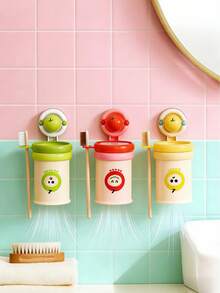 Zazumi Dopamine Color Cartoon Style Plastic Magnetic Toothbrush Cup Holder, Apple Sticker, Multi-Color Optional, Red Yellow Green Apple Sticker, Wall Without Drilling Installationwash Cup Toothbrush Holder, Bathroom Wash Set Hanger Rack Saves Space Suction Cup Design, Detachable Waterproof Multi-Functional Bathroom Storage Organizer, Home Dorm Travel Storage Organizer - multicolor - View 10