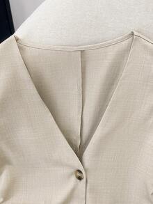 GlowEve Chaqueta de mujer con cuello en V, plisada, sin mangas, romántica, elegante, casual, para ir al trabajo, citas, fiestas y cenas, para primavera/verano - Albaricoque - Ver 4