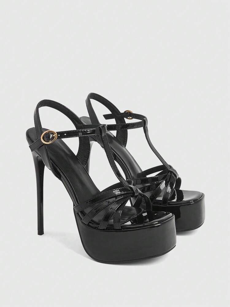 CUCCOO LuxiPop Sexy Fashion Stiletto High Heel Waterproof Platform Women's High Heel Sandals, Suitable For Halloween, Christmas, Party, Nightclub, Thick Bottom Shoes, Vacation Outfit, Travel Essential, 2000s Style