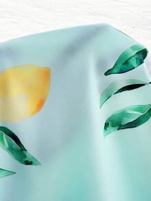 SHEIN CURVE+ Curve 尺码 US22 音乐节、海滨度假、波西米亚风女式水果印花开衩褶裥连衣裙 - 彩色 - 查看 13