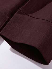 Franclia Áo blazer vải lanh tay lỡ 3/4 có dây thắt eo, thiết kế cài nút, phù hợp cho công sở, các dịp trang trọng, trang phục dạ hội thanh lịch, trang phục công sở, tay lỡ 7/8, mùa xuân, hè, thu. - Màu tím - Xem 5