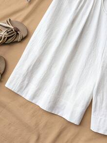 Travachic 2026 New Solid Color V-Neck Loose Jumpsuit, Spring/Summer Golf White Basic - White - View 9