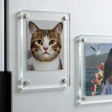 亚克力冰箱贴相框，透明双面磁性相框，展示框，适用于富士胶片相机，2.36 x 3.54 英寸 - 透明 - 查看 7