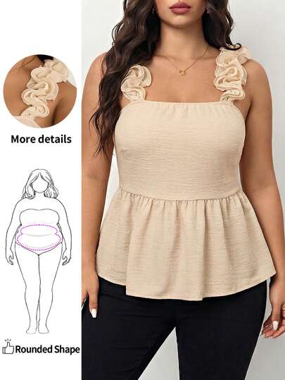 Enliva 大码女式荷叶边吊带背心，休闲时尚大码蝴蝶结后背吊带衫