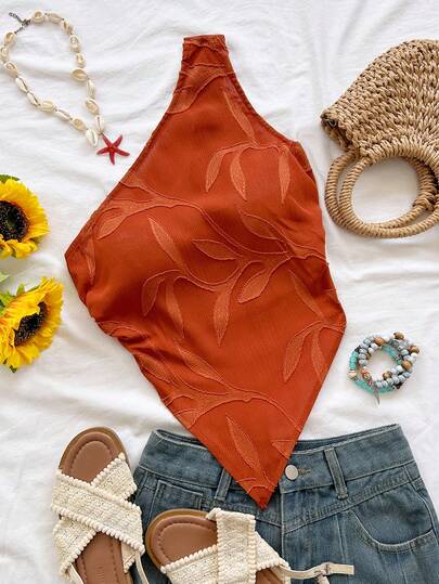 Soleia Nueva blusa marrón texturizada de hombros descubiertos, adecuada para fiesta, cita, Día de San Valentín, Pascua, Carnaval, té de la tarde, crucero por la playa, vacaciones en la ciudad, top de verano, atuendo de vacaciones para mujer, Pascua, atuendo de playa para mujer, bohemio, boho, floral romántico, vacaciones, floral