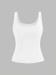 SHEIN Girlism 两件套少女休闲圆领褶皱腰部吊带背心套装，蓝白相间，适合日常休闲、百搭、居家穿着 - 藍色 - 查看 7