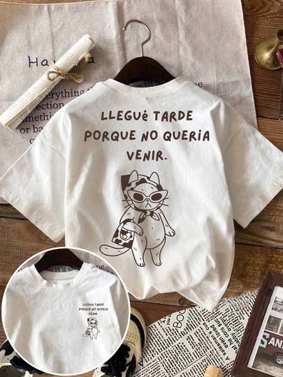 SHEIN LUNE Women's T-Shirt, Casual Street Style Graphic Short Sleeve T-Shirt, Cute Summer Top